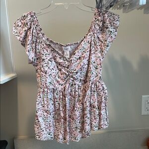 Floral Ruched Blouse in Pink